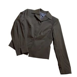Brooks Brothers vintage deep olive/brownish jacket women size 2. Wooden buttons